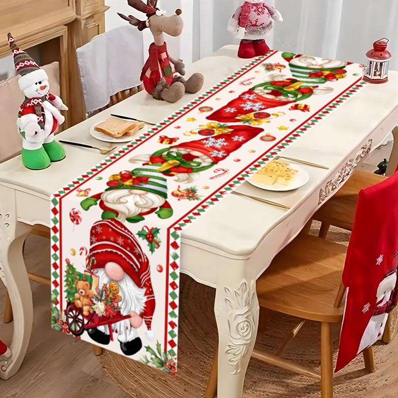 Christmas Table Runner - Weihnachts-Tischläufer, gesichtsloser Zwerg, Tischflagge, Weihnachtsdekoration für