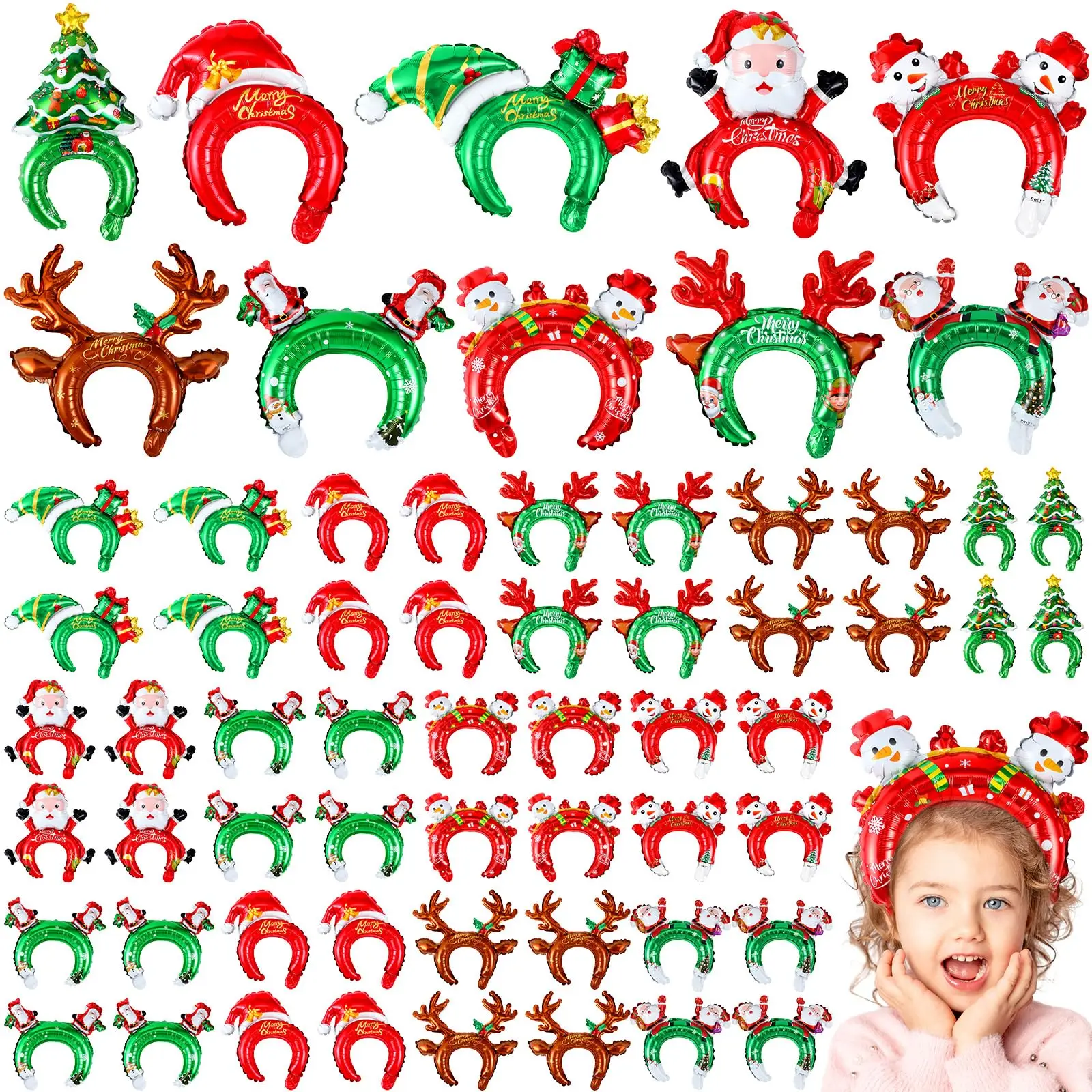 Reindeer Antlers Headband - Weihnachten Aufblasbare Stirnbänder Santa Schneemann Ballon