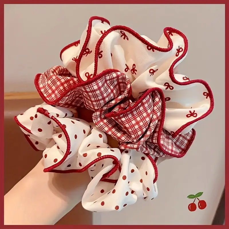 Christmas Throw Blanket - 3 Stück süße, karierte Haargummis mit