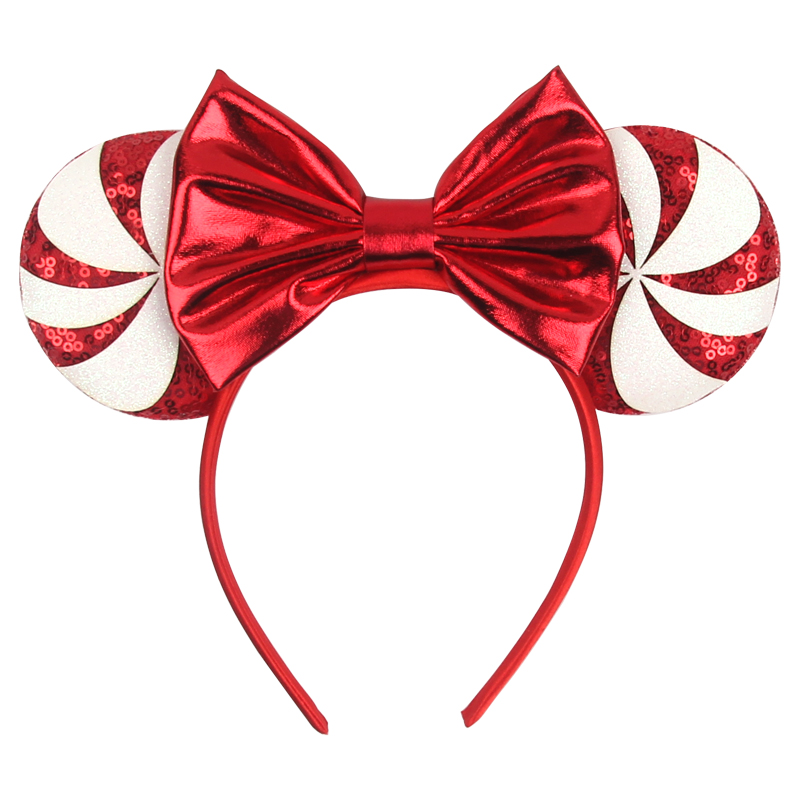 Ribbon Bow Gift - 2026 Mickey Mouse Ohren-Haarband Weihnachts-Schneeflocken-Festival Pailletten-Schleife