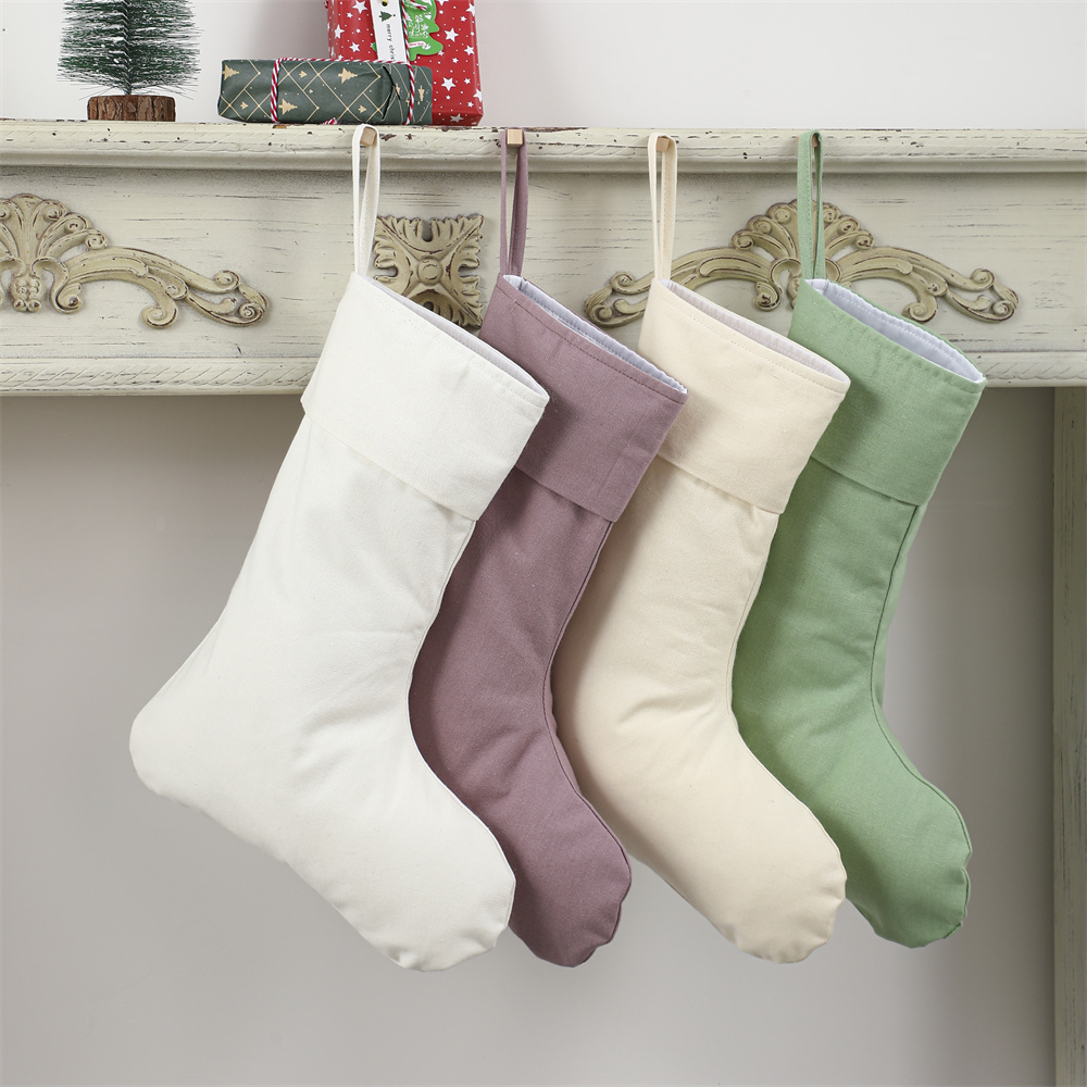 Christmas Stocking Hanging - Weihnachtsstrumpf aus Leinen, natürliche, schlichte Socken