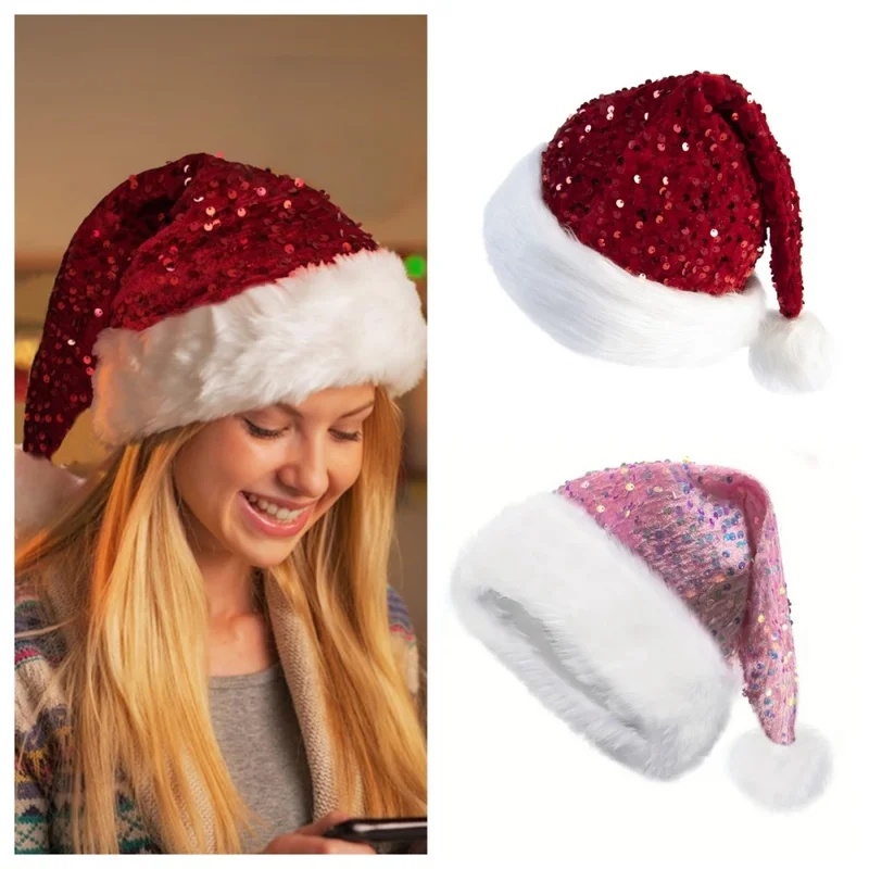 Doppellagige Pailletten-Weihna – Santa Hat Plush Bewertung und Preis